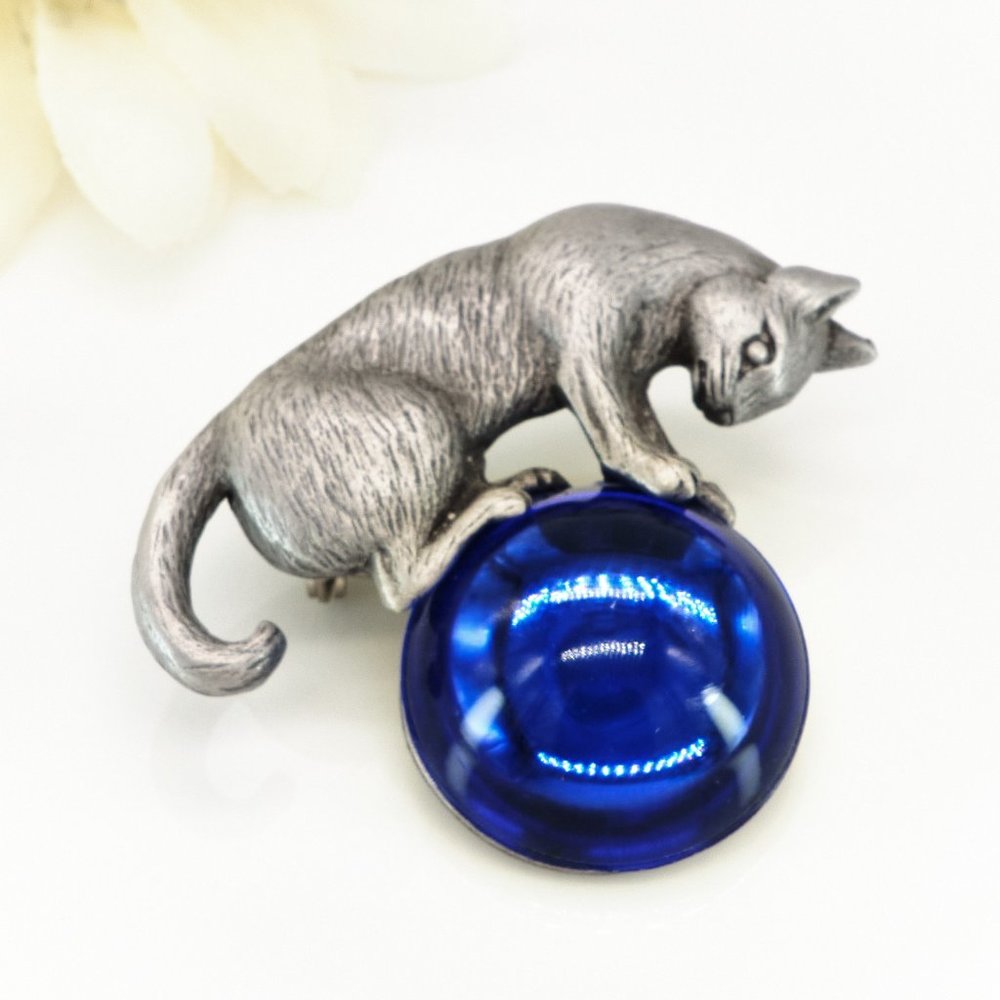 Vintage Brooch Pin by JJ, Rare, Artist Signed, Collectible Cat Lovers Gift